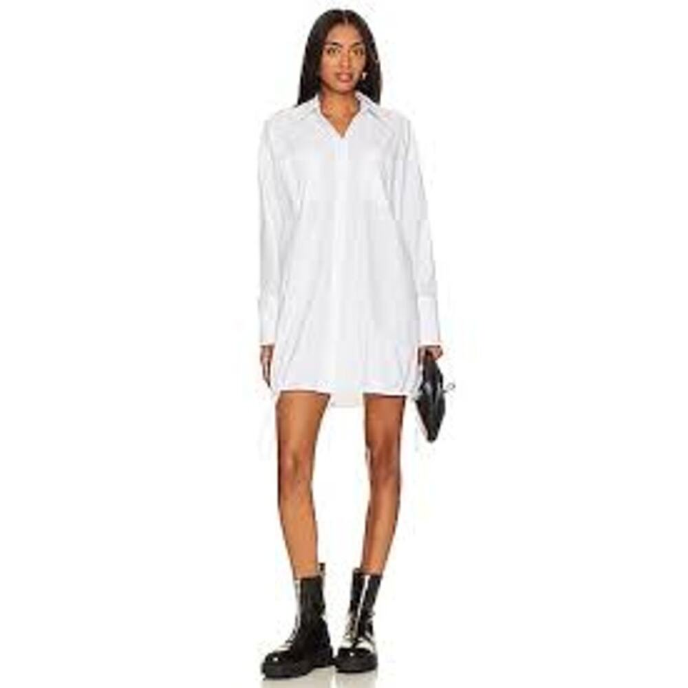 Revolve LPA Nicoletta shirt dress mini white long sleeve cotton size xl